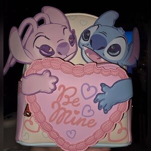 New! Loungefly Disney Stitch & Angel 'Be Mine' Heart Mini Backpack